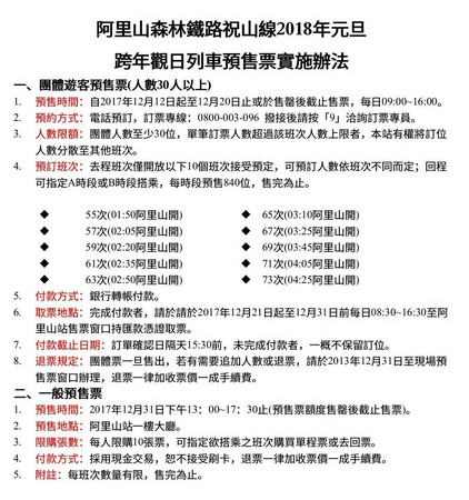 ▲阿里山森铁跨年观日列车。（图／台铁提供）