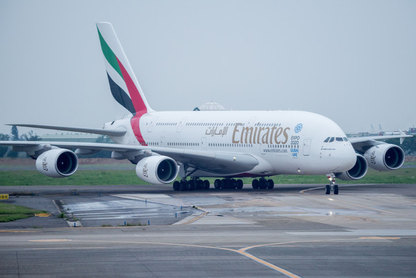 ▲阿联酋航空A380来台。(图/记者季相儒摄)