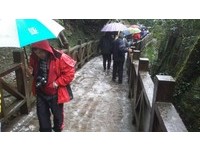 桃园拉拉山下冰霰　小朋友在神木区笑嘻嘻打雪仗