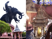 泰梦幻！粉红象神宫殿博物馆　朝圣16层高巨大三头象神