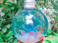 “迷你水族箱”竟可喝下肚　蓝色气泡、海星椰果超消暑