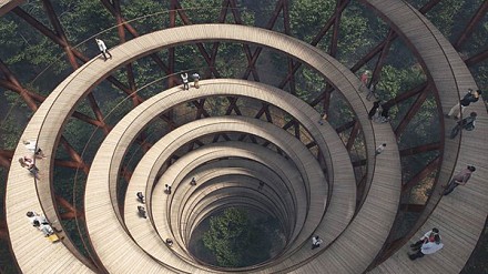 丹麦螺旋天空步道享受360度的森林浴