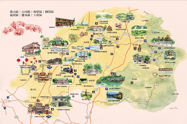 手绘地图玩农村行旅台南花海游踪好美