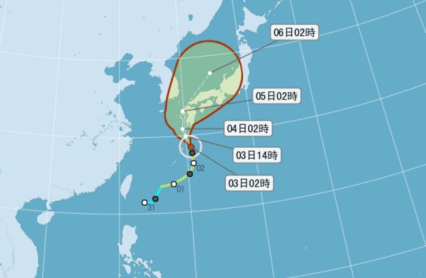12号中台北移台湾低压带影响豪大雨特报