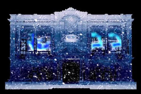 台中州厅白雪纷飞！3D圣诞光雕秀热闹登场
