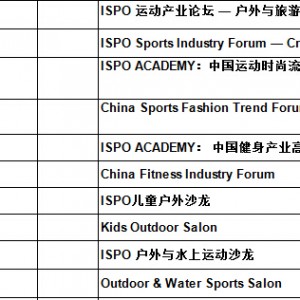 上海ISPO展会期间会议安排